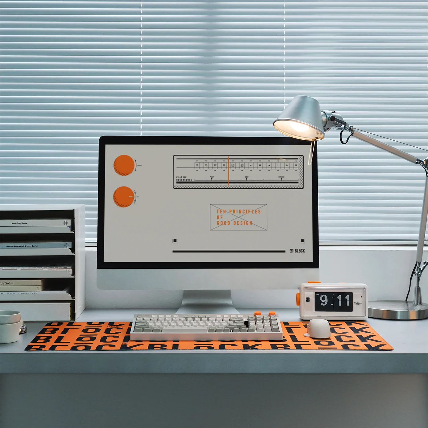 雙面桌面墊-復古橙